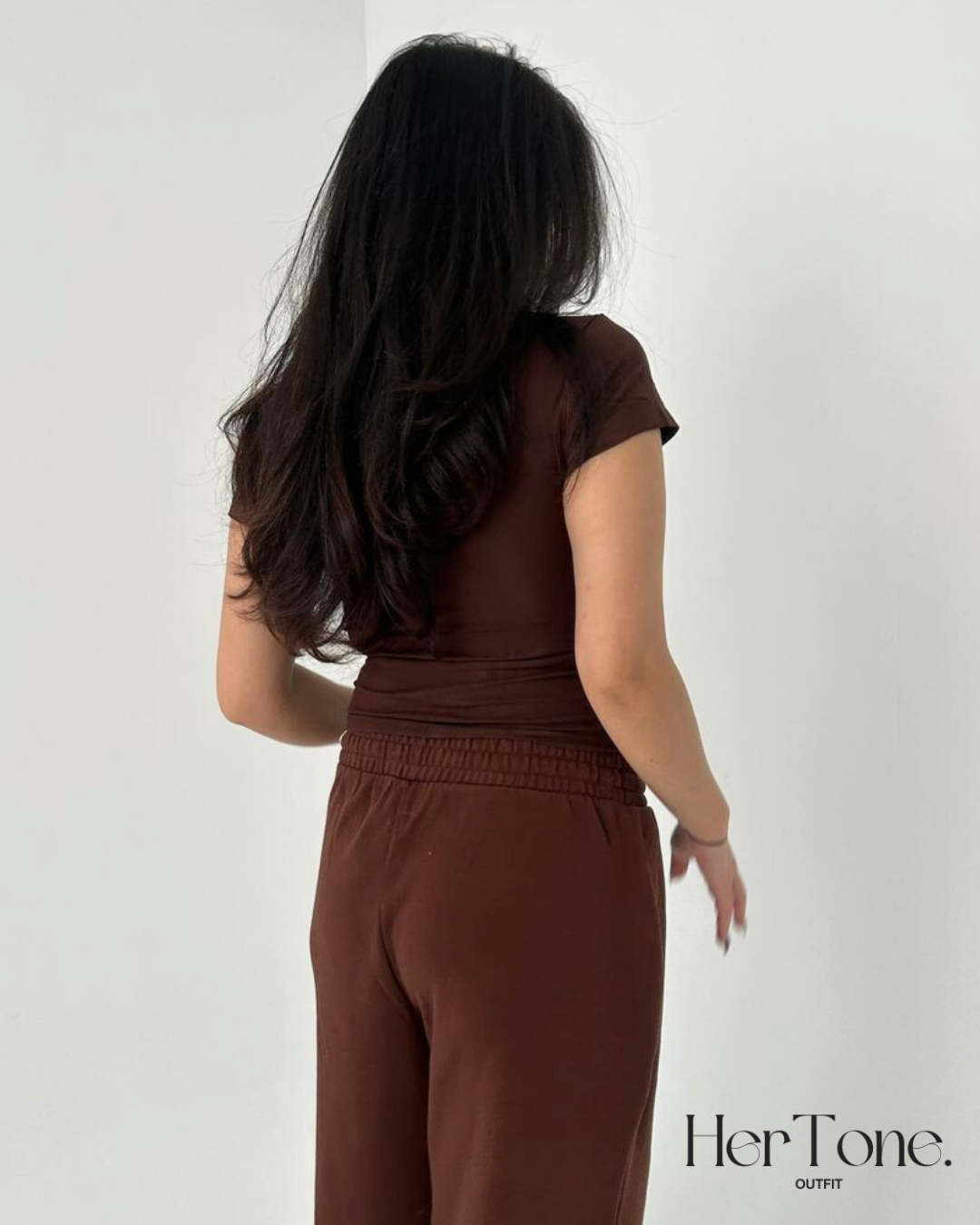 Brown Ribbed Silhouette Short sleeve