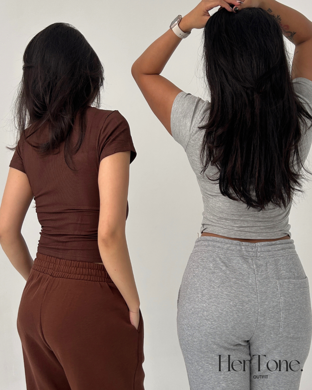 Brown Ribbed Silhouette Short sleeve