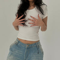 White Ribbed Silhouette short sleeve