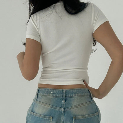 White Ribbed Silhouette short sleeve